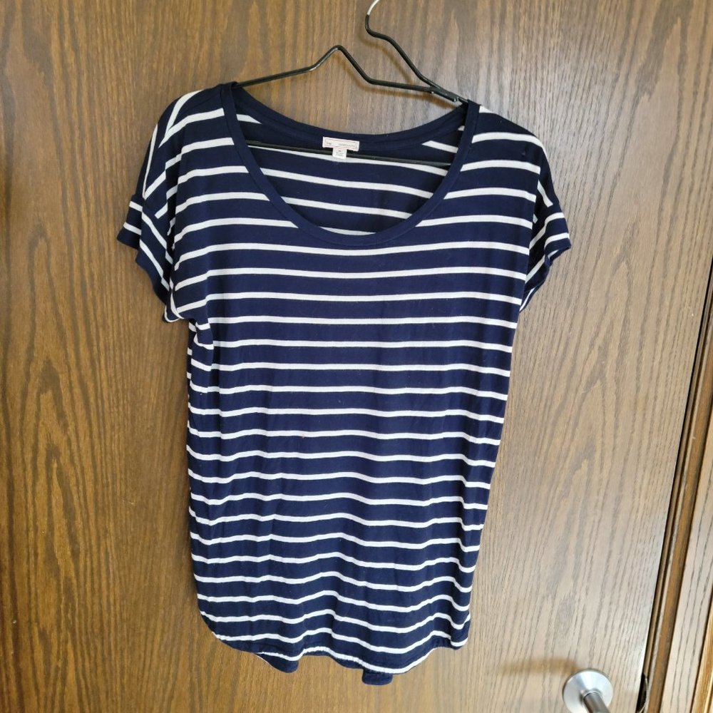 GAP Navy and White Nautical Stripe Loose Fit Tee Size XS
